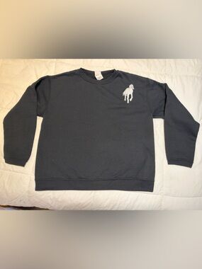 Black Sweatshirt with White Embroidered Horse Logo